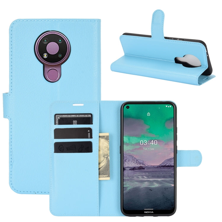 Light blue flip wallet case for Nokia 3.4 with card slots and stand cover