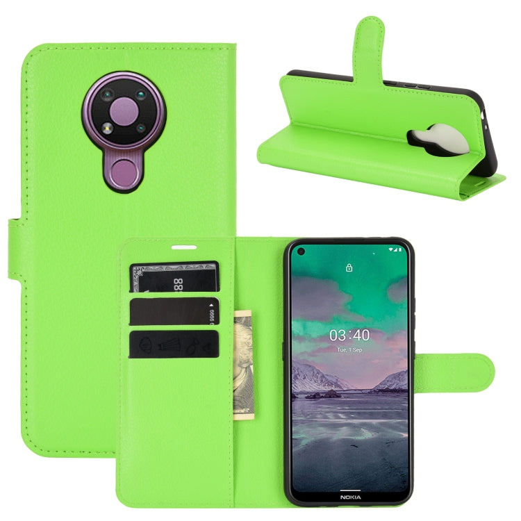 Green flip wallet case for Nokia 3.4 with card slots and stand cover