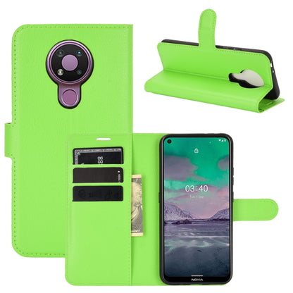 Green flip wallet case for Nokia 3.4 with card slots and stand cover
