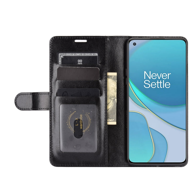 Black wallet flip phone case with card slots, phone installed, front cover closed