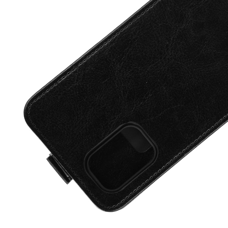 Black leather folio case with phone holder cutout near bottom