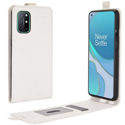 White flip leather case with card slots and folding stand for phone