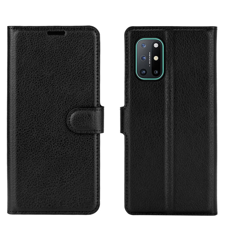 Black litchi-texture flip protective wallet case with magnetic closure