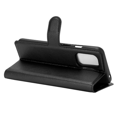 Black flip wallet case with stand cover and cutout for camera