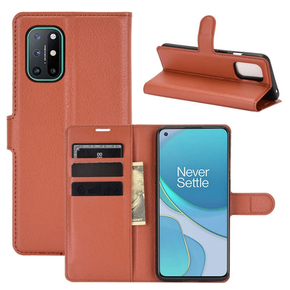 Brown flip wallet case with card slots and stand for OnePlus 8T phone