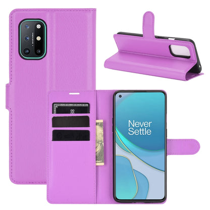 Purple flip wallet case with card slots and stand for OnePlus 8T phone
