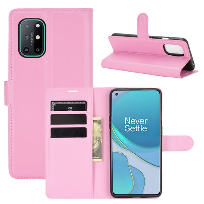 Pink litchi-texture flip phone case with card slots and stand