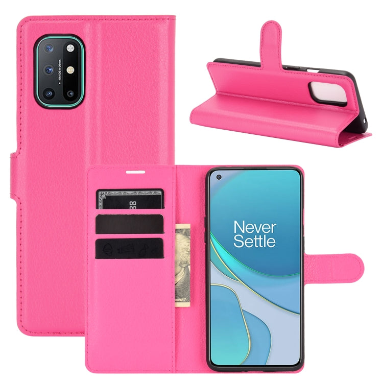Fuchsia litchi-texture flip phone case with card slots and stand