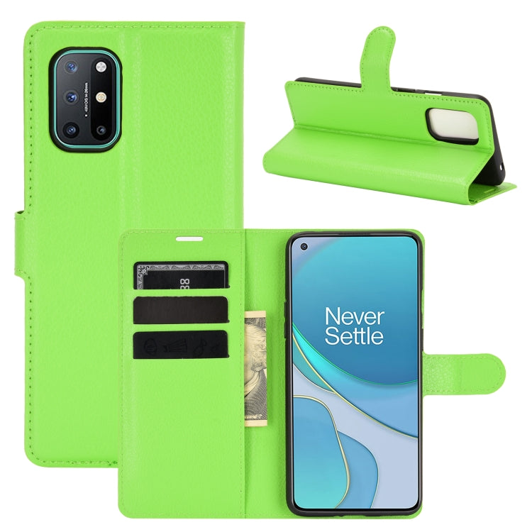 Green litchi-texture flip phone case with card slots and stand