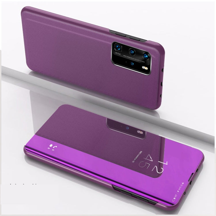 Dark purple flip leather phone case with mirror window and card holder