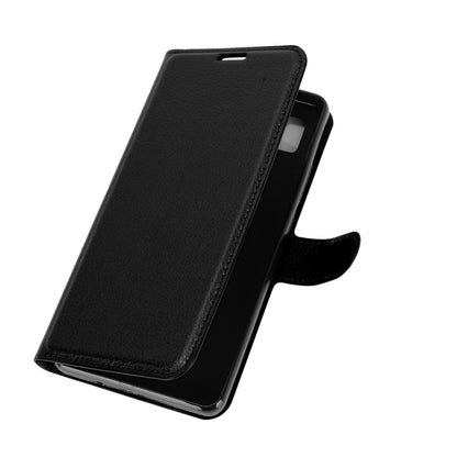 Black slim folio flip phone wallet case with textured cover for ZTE Blade L210