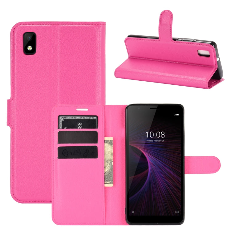 Pink wallet flip protective phone case with horizontal holder and card slots for ZTE Blade L210
