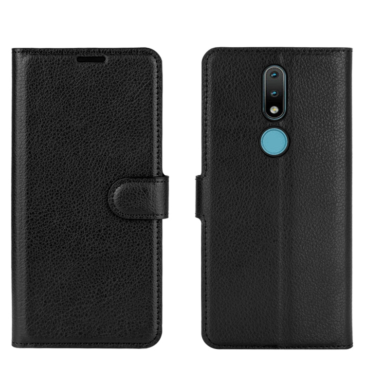 Black leather-style folio case with card holder and flip cover for Nokia 2.4