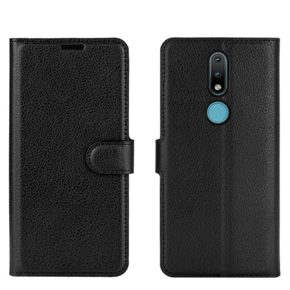 Black leather-style folio case with card holder and flip cover for Nokia 2.4