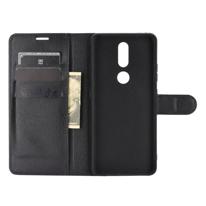 Black leather-style wallet case with open card slots and back cover for Nokia 2.4
