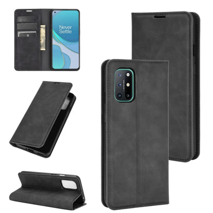 Black leather wallet phone case with card slots and magnetic flip cover