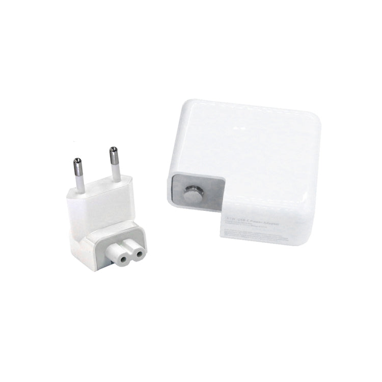 White EU plug travel charger with dual-prong plug and USB-C output port