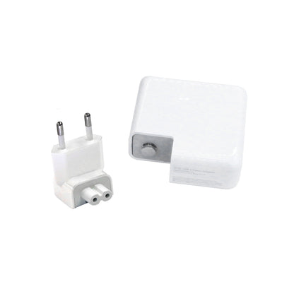 White EU plug travel charger with dual-prong plug and USB-C output port