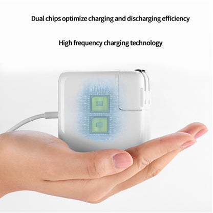 White USB-C travel charger held in hand, showing side USB-C charging port