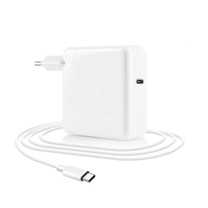 White EU plug USB-C travel charger with coiled USB-C cable