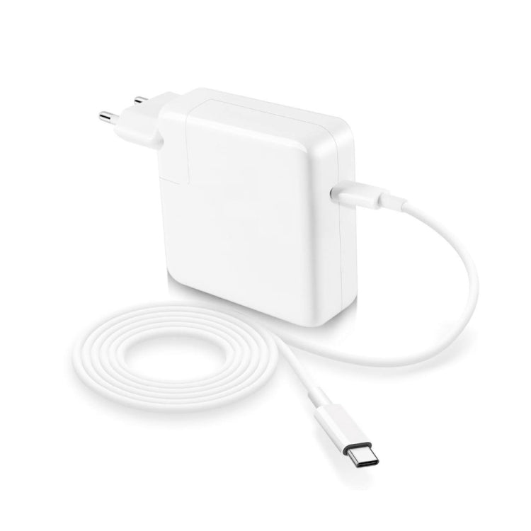 White EU plug USB-C travel charger with straight USB-C cable