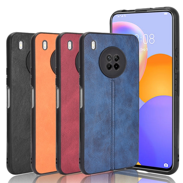 For Huawei Y9a Shockproof Sewing Cow Pattern Skin PC + PU + TPU Case