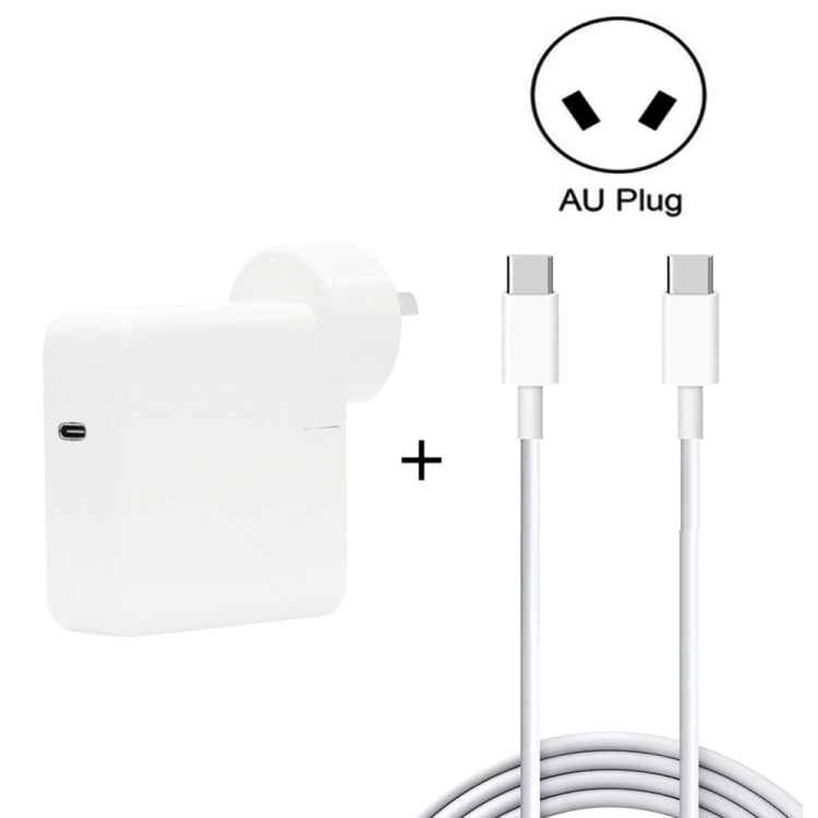 White AU plug USB-C power adapter with USB-C charging cable, 2 m