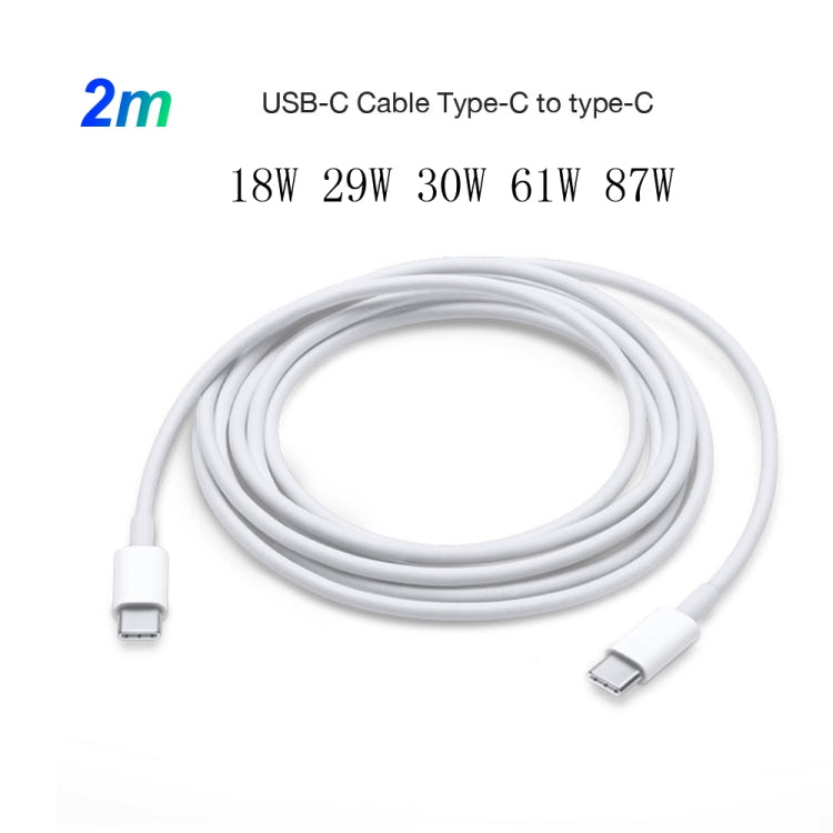 White USB-C to USB-C charging cable, 2 m length