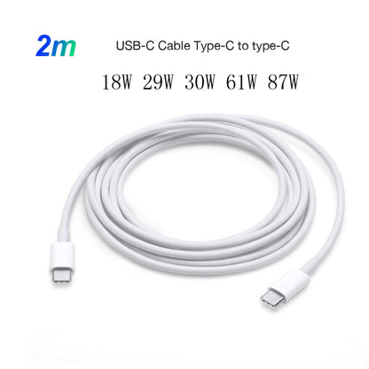 White USB-C to USB-C charging cable, 2 m length