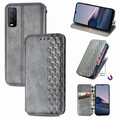 Cubic Grid Pressed Horizontal Flip Magnetic PU Leather Case with Holder & Card Slots & Wallet, For OnePlus 8T, For Xiaomi Mi 10T / Redmi K30S, For Samsung Galaxy A21 (JP Version), For Nokia 2.4, For vivo Y20