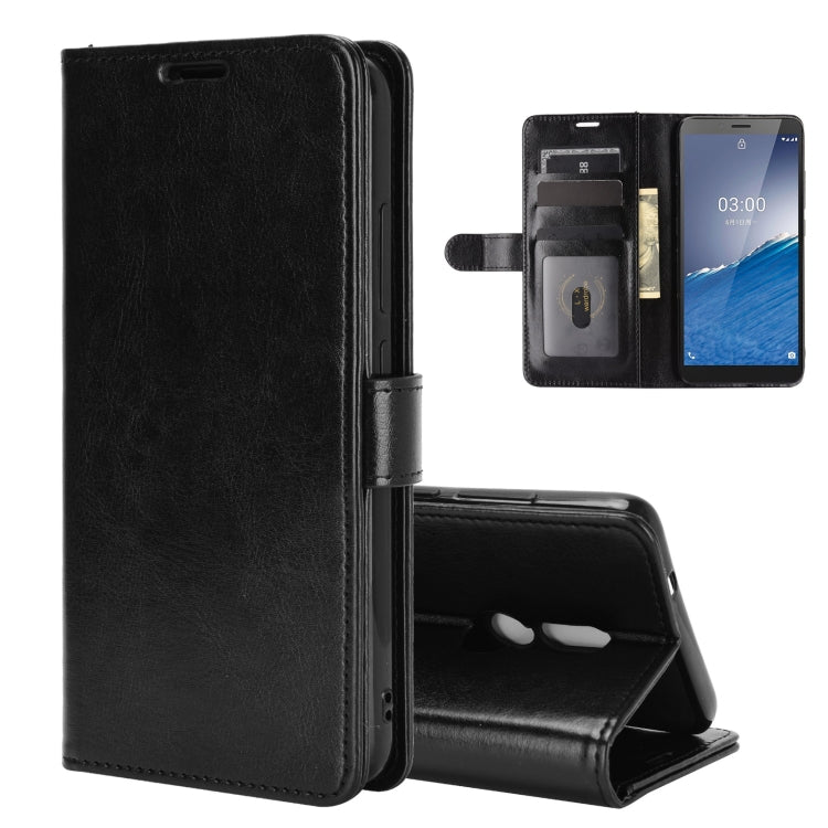 Black folio flip phone case with card slots and stand for viewing
