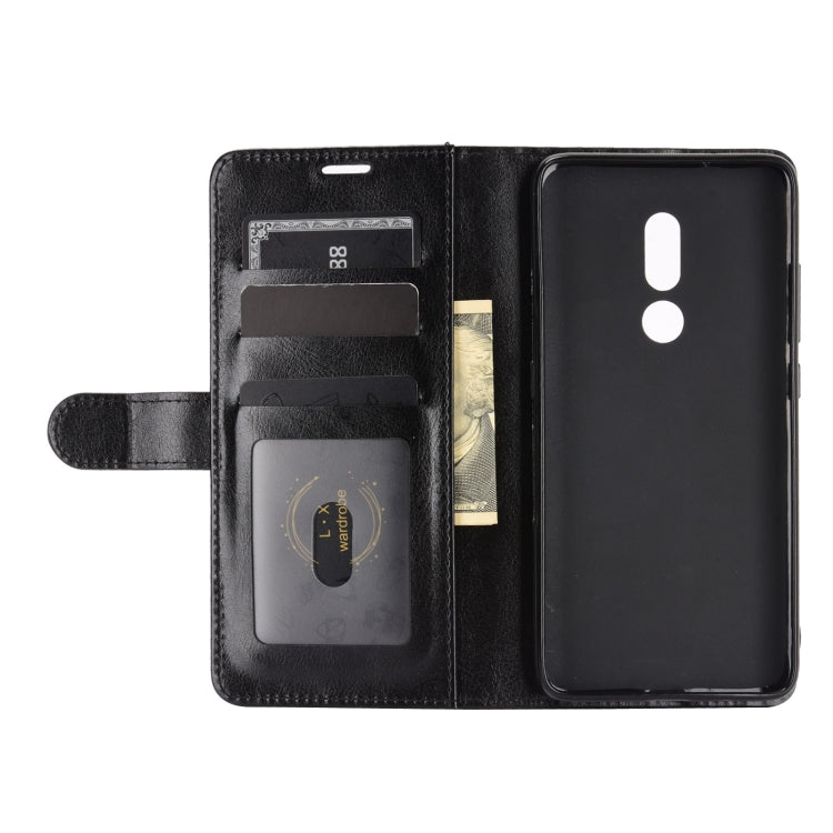 Black folio flip phone case open view with card holder and phone back protection