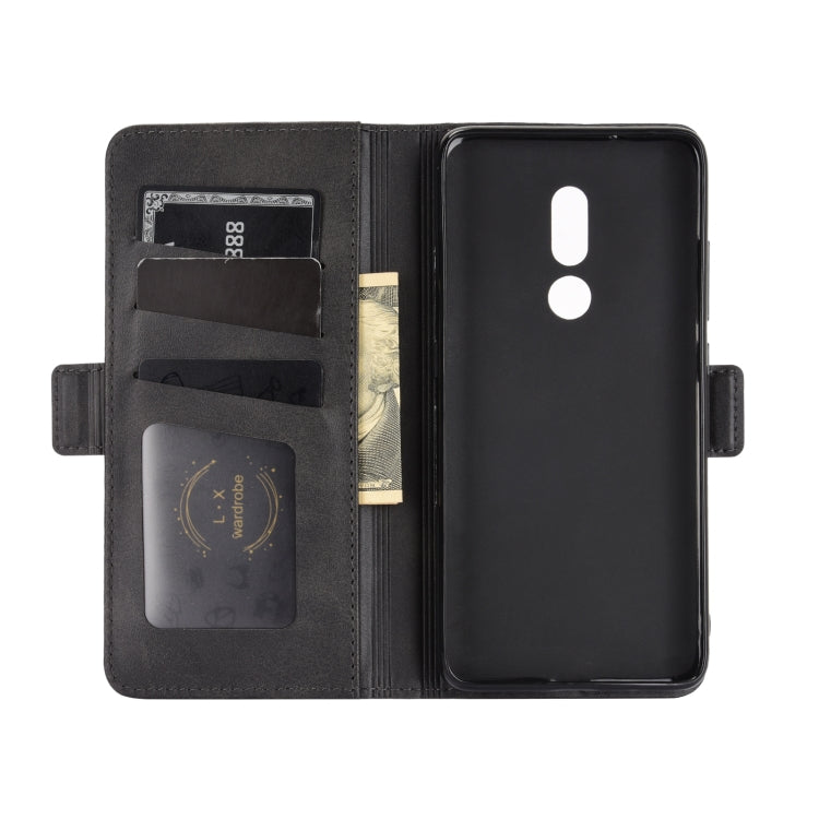 Black leather wallet flip case with card pockets and open front for phone access