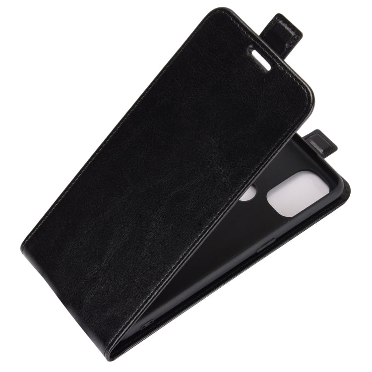 Black leather vertical flip phone case with open card holder and kickstand flap