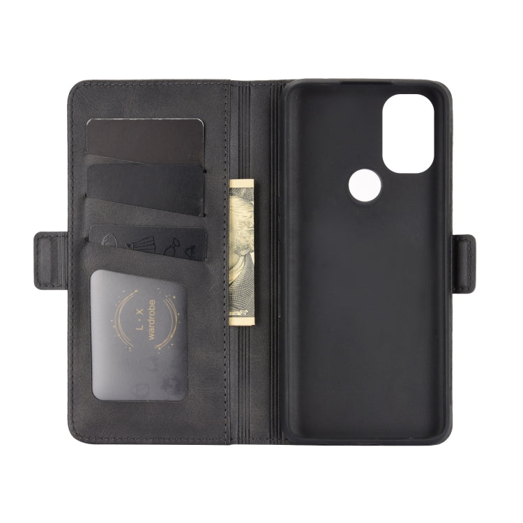 Black leather wallet phone case interior with card slots and protective back cover