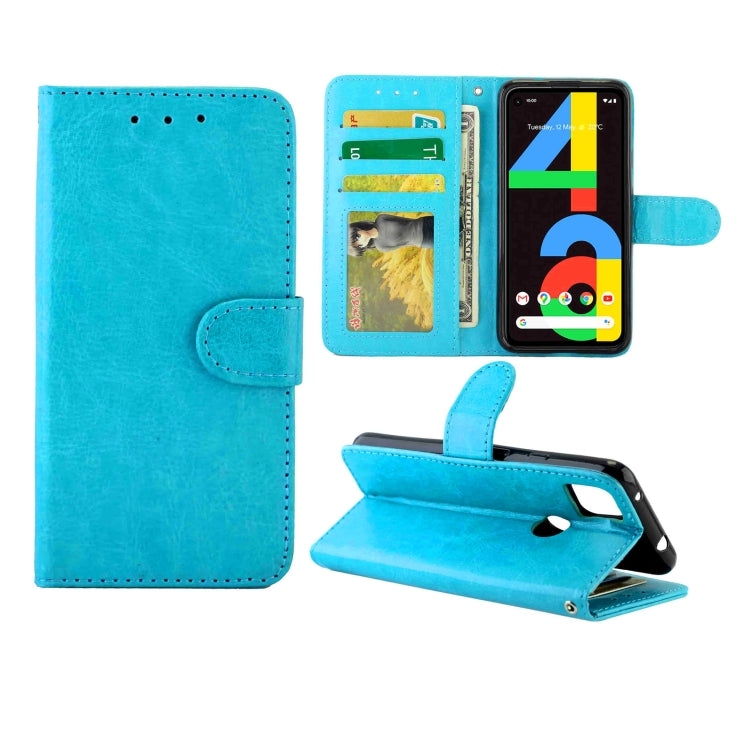 Baby blue flip wallet phone case with card slots and stand, faux leather