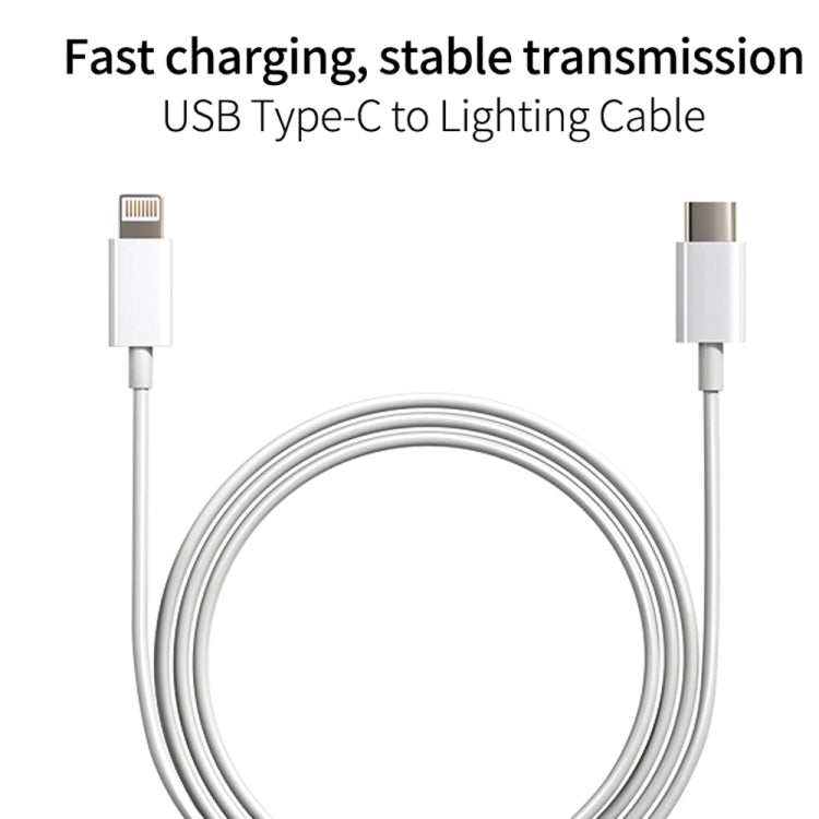 White USB Type-C to Lightning charging cable with two connectors