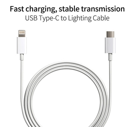 White USB Type-C to Lightning charging cable with two connectors