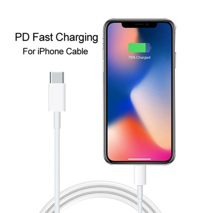 USB-C to Lightning cable charging an iPhone with PD fast charging indicator