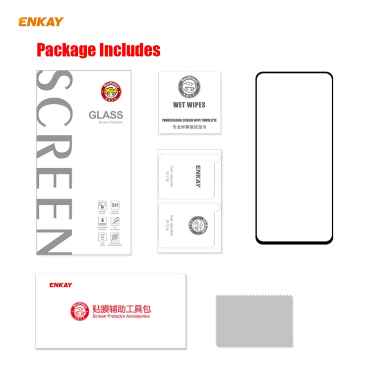 ENKAY Hat-Prince Full Glue 0.26mm 9H 2.5D Tempered Glass Full Coverage Film, For LG K42 / K52 / K62, For Huawei P Smart 2021, For Nokia 3.4, For Motorola Moto G 5G(1 PC)