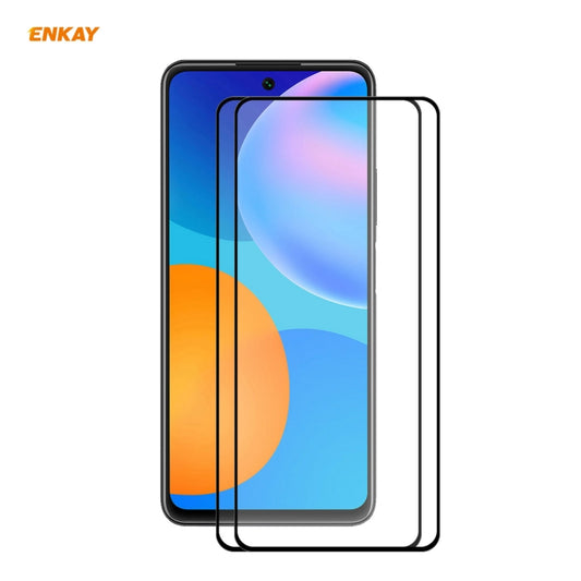 2 PCS ENKAY Hat-Prince Full Glue 0.26mm 9H 2.5D Tempered Glass Full Coverage Film, For LG K42 / K52 / K62, For Huawei P Smart 2021, For Nokia 3.4, For Motorola Moto G 5G(2 PCS)