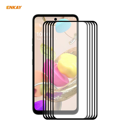 5 PCS ENKAY Hat-Prince Full Glue 0.26mm 9H 2.5D Tempered Glass Full Coverage Film, For LG K42 / K52 / K62, For Huawei P Smart 2021, For Nokia 3.4, For Motorola Moto G 5G(5 PCS)