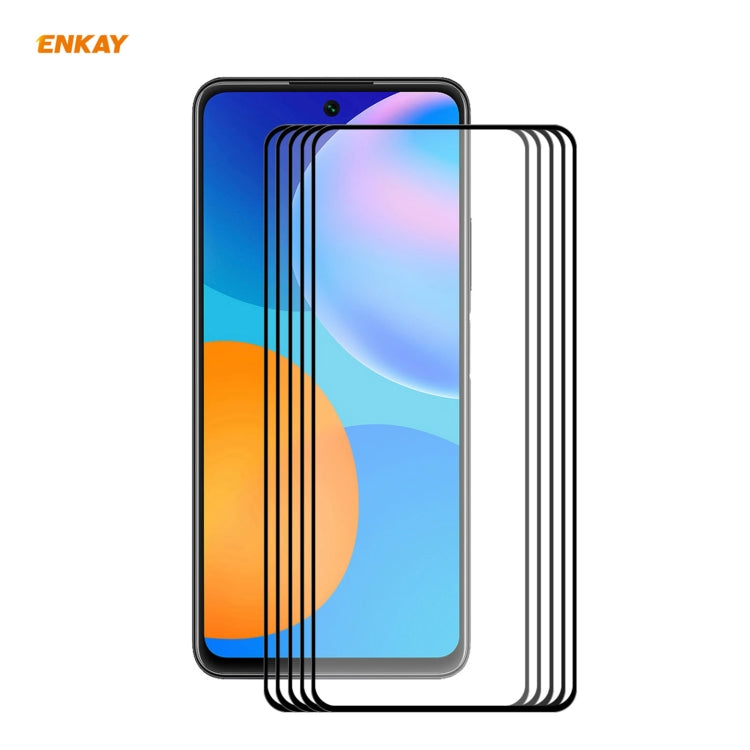 5 PCS ENKAY Hat-Prince Full Glue 0.26mm 9H 2.5D Tempered Glass Full Coverage Film, For LG K42 / K52 / K62, For Huawei P Smart 2021, For Nokia 3.4, For Motorola Moto G 5G(5 PCS)