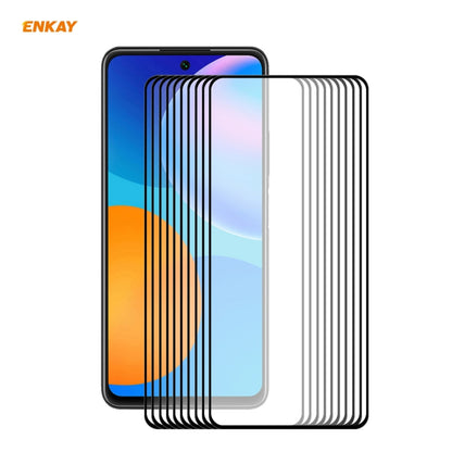 10 PCS ENKAY Hat-Prince Full Glue 0.26mm 9H 2.5D Tempered Glass Full Coverage Film, For LG K42 / K52 / K62, For Huawei P Smart 2021, For Nokia 3.4, For Motorola Moto G 5G(10 PCS)