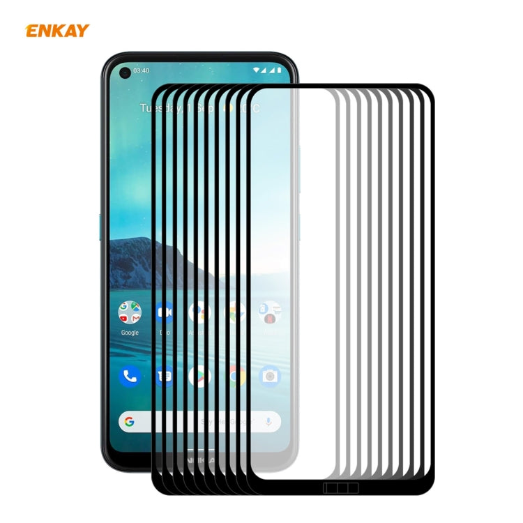 10 PCS ENKAY Hat-Prince Full Glue 0.26mm 9H 2.5D Tempered Glass Full Coverage Film, For LG K42 / K52 / K62, For Huawei P Smart 2021, For Nokia 3.4, For Motorola Moto G 5G(10 PCS)