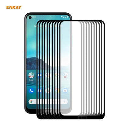 10 PCS ENKAY Hat-Prince Full Glue 0.26mm 9H 2.5D Tempered Glass Full Coverage Film, For LG K42 / K52 / K62, For Huawei P Smart 2021, For Nokia 3.4, For Motorola Moto G 5G(10 PCS)