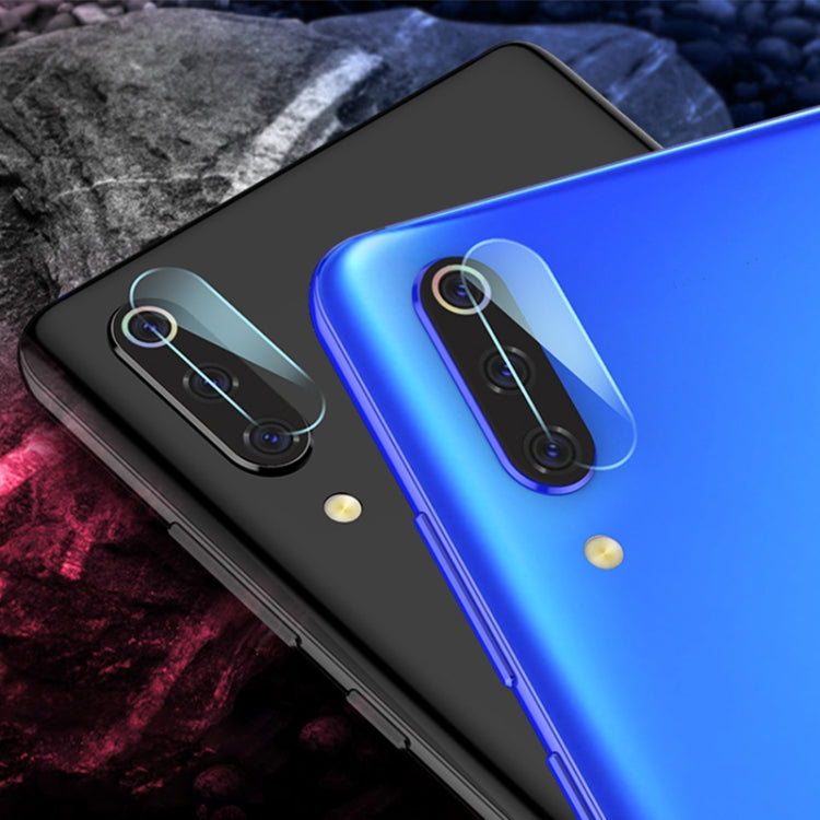 Transparent tempered glass film covering dual rear camera lenses on a smartphone