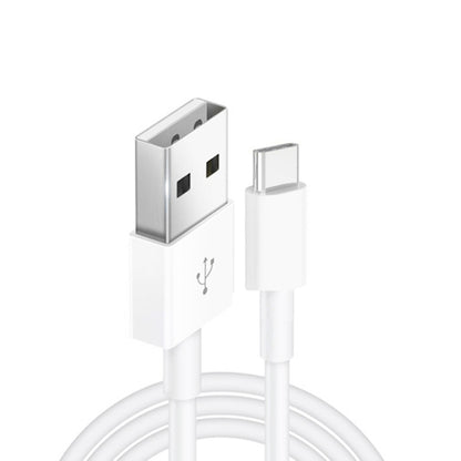 White USB-A to USB-C charging data cable with molded connectors, 2 m