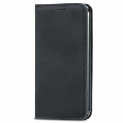 Black flip phone case with smooth front cover and side edges, closed