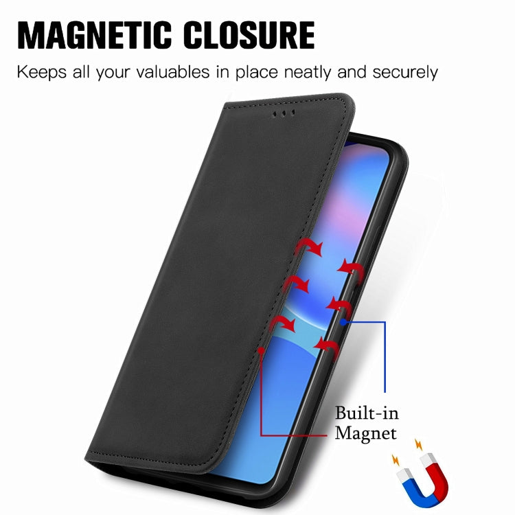 Black flip phone case with front flap closed, angled for viewing